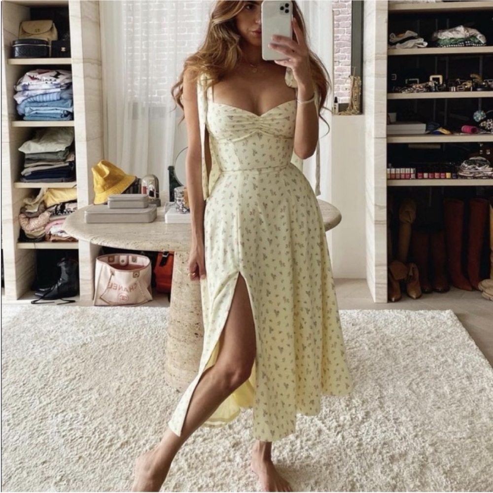 House of CB Yellow Floral Midi Dress